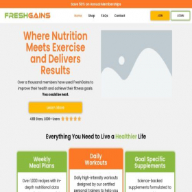 Скриншот главной страницы сайта freshgains.com