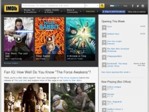 Скриншот главной страницы сайта imdb.com