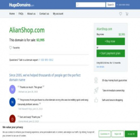 Скриншот главной страницы сайта alianshop.com