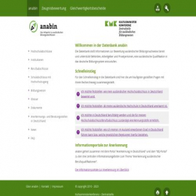 Скриншот главной страницы сайта anabin.kmk.org
