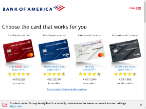 Скриншот главной страницы сайта bankofamerica.com