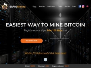 Скриншот главной страницы сайта bitfire-mining.com