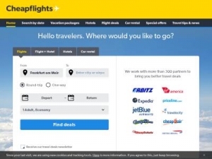 Скриншот главной страницы сайта cheapflights.com
