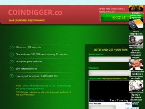 Скриншот главной страницы сайта coindigger.co