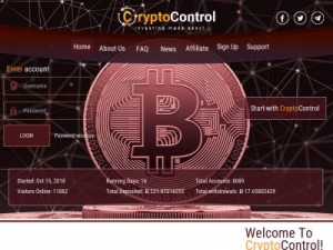 Скриншот главной страницы сайта cryptocontrol.biz