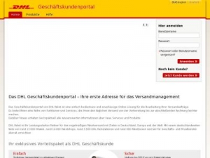 Скриншот главной страницы сайта dhl-geschaeftskundenportal.de