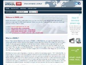 Скриншот главной страницы сайта dnsbl.info