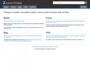 Скриншот главной страницы сайта ffmpeg.zeranoe.com