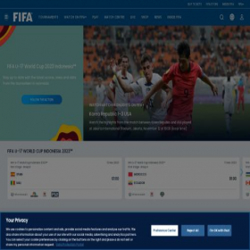 Скриншот главной страницы сайта fifa.com