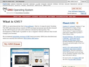 Скриншот главной страницы сайта gnu.org