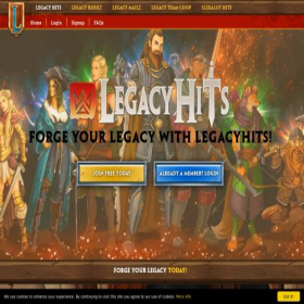 Скриншот главной страницы сайта legacyhits.com