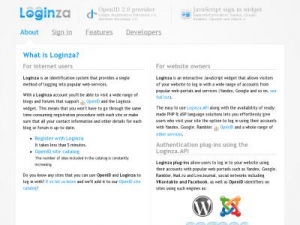 Скриншот главной страницы сайта loginza.ru