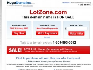 Скриншот главной страницы сайта lotzone.com