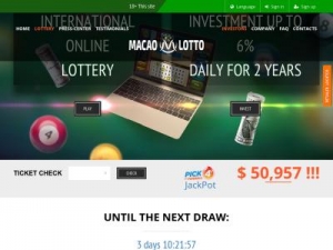 Скриншот главной страницы сайта macao-lotto.com