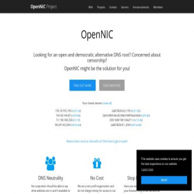 Скриншот главной страницы сайта opennic.org
