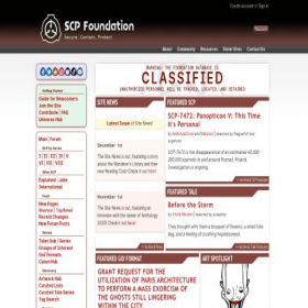 Скриншот главной страницы сайта scp-wiki.net