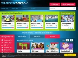 Скриншот главной страницы сайта superhry.cz
