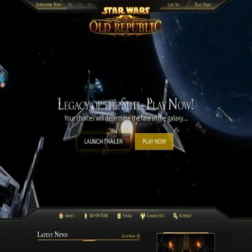 Скриншот главной страницы сайта swtor.com