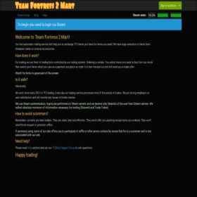 Скриншот главной страницы сайта tf2mart.net