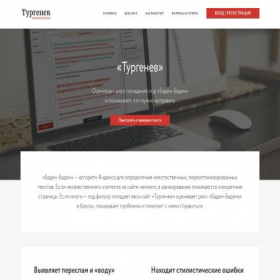 Скриншот главной страницы сайта turgenev.ashmanov.com