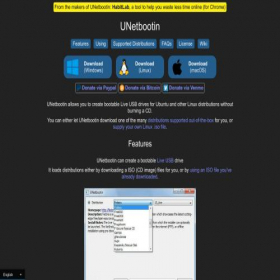Скриншот главной страницы сайта unetbootin.github.io