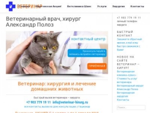 Скриншот главной страницы сайта veterinar-hirurg.ru