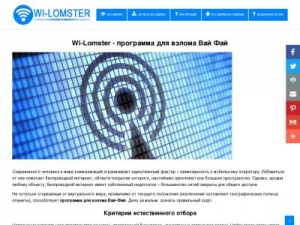 Скриншот главной страницы сайта wi-lomster.com