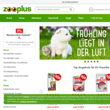 Скриншот главной страницы сайта zooplus.de